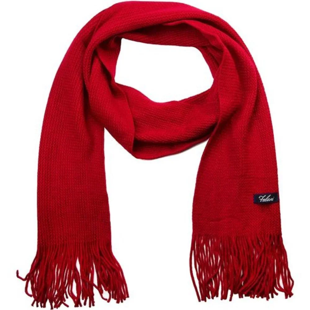 Men Knitted Winter Scarf - Red